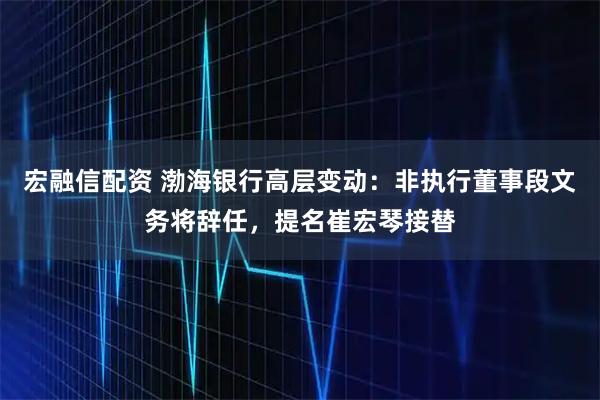 宏融信配资 渤海银行高层变动：非执行董事段文务将辞任，提名崔宏琴接替