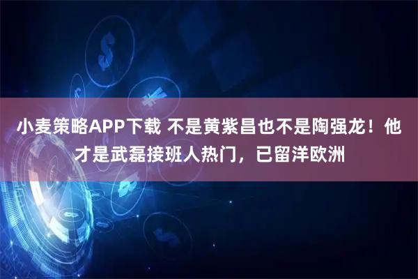 小麦策略APP下载 不是黄紫昌也不是陶强龙！他才是武磊接班人热门，已留洋欧洲